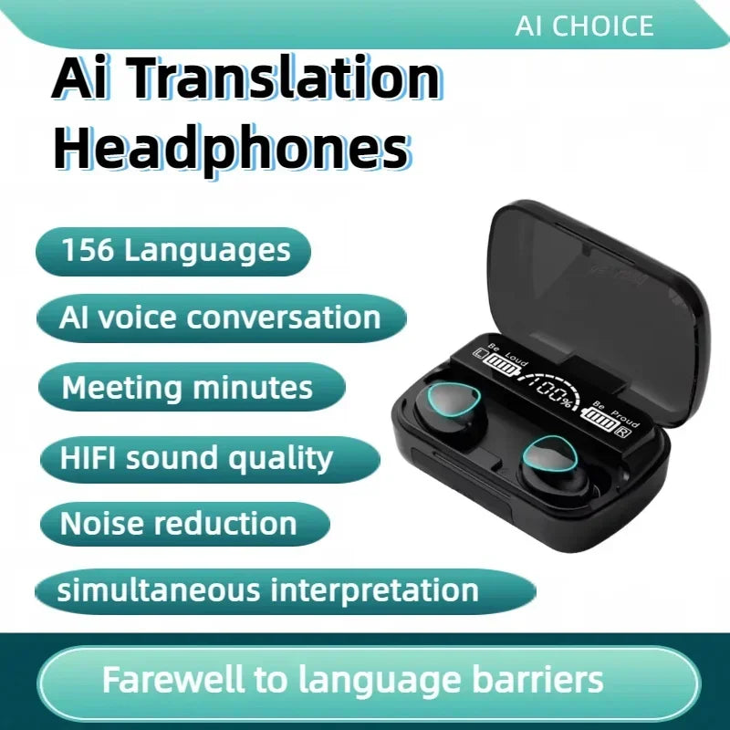 156 Language Translation Wireless Headphones Smart Waterproof Ai Real-time Translator Bluetooth 5.4 Earbuds Business Earphone