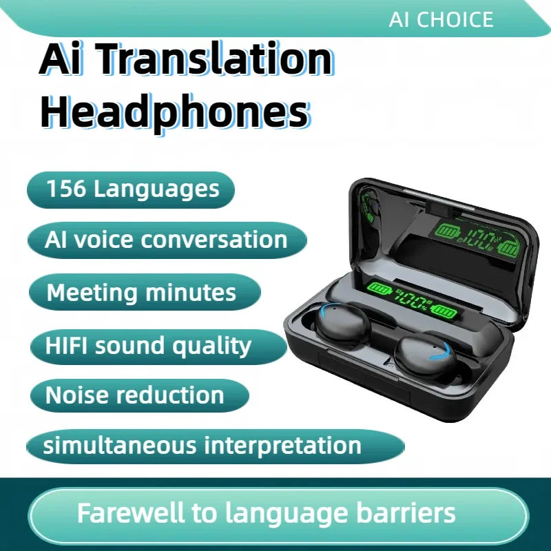 156 Language Translation Wireless Headphones Smart Waterproof Ai Real-time Translator Bluetooth 5.4 Earbuds Business Earphone