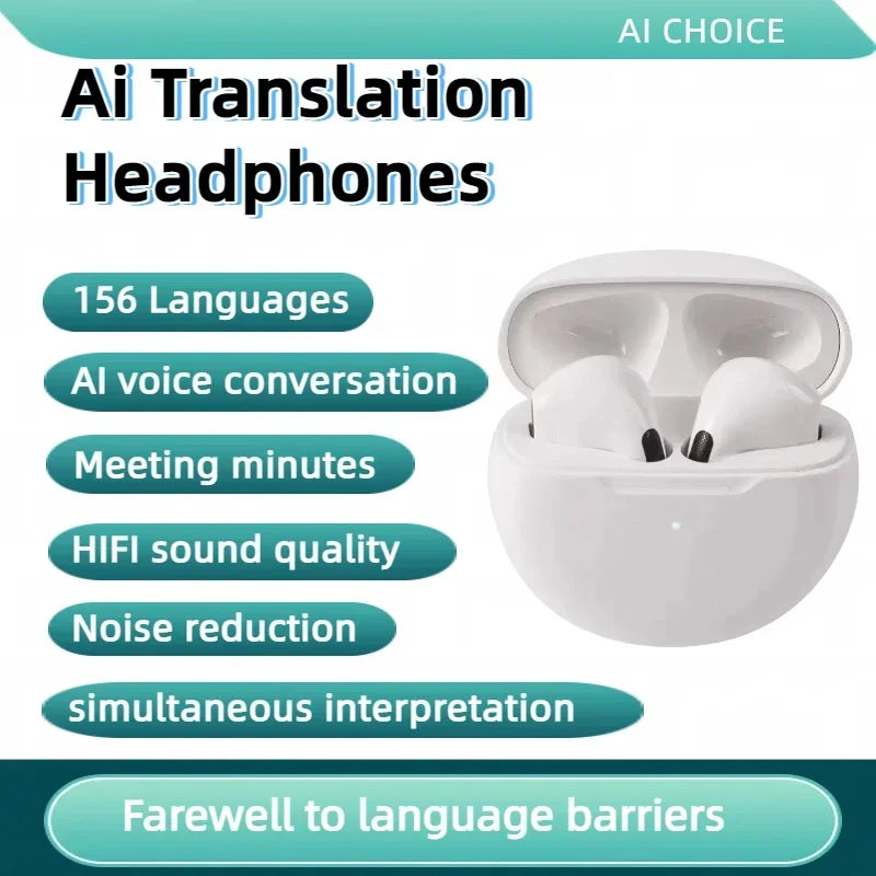 156 Language Translation Wireless Headphones Smart Waterproof Ai Real-time Translator Bluetooth 5.4 Earbuds Business Earphone