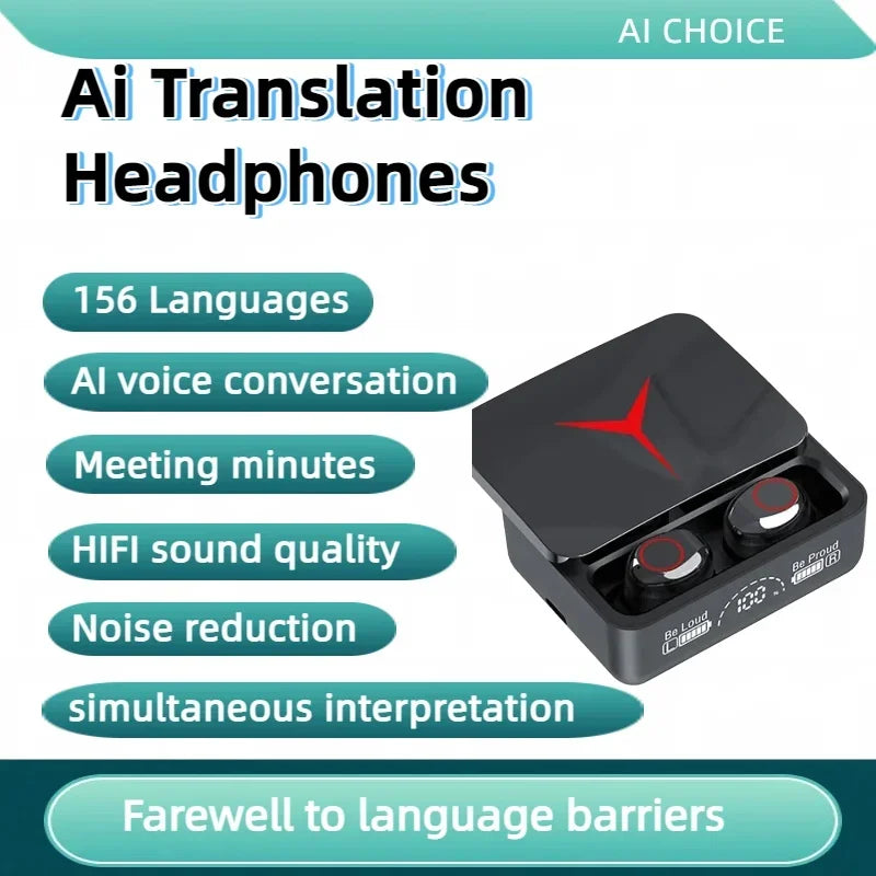 156 Language Translation Wireless Headphones Smart Waterproof Ai Real-time Translator Bluetooth 5.4 Earbuds Business Earphone