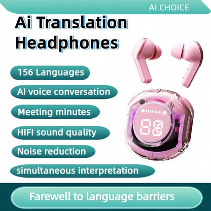 156 Language Translation Wireless Headphones Smart Waterproof Ai Real-time Translator Bluetooth 5.4 Earbuds Business Earphone