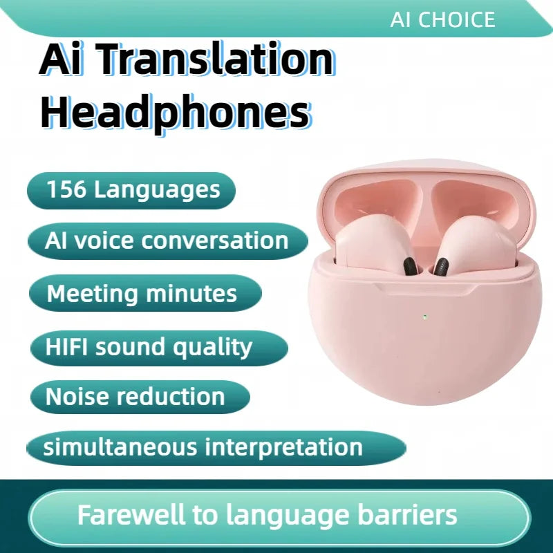 156 Language Translation Wireless Headphones Smart Waterproof Ai Real-time Translator Bluetooth 5.4 Earbuds Business Earphone