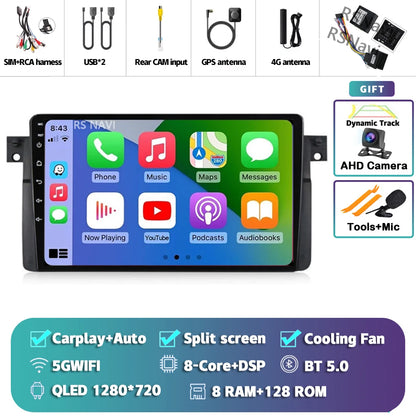 Android 14 Carplay Auto For BMW E46 M3 1998-2006 Car Radio Multimedia Video Player 2Din 4G+WIFI GPS Navigation Head Unit Stereo