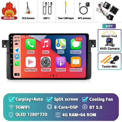 Android 14 Carplay Auto For BMW E46 M3 1998-2006 Car Radio Multimedia Video Player 2Din 4G+WIFI GPS Navigation Head Unit Stereo
