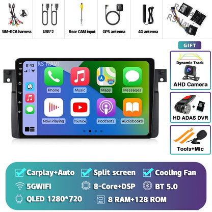 Android 14 Carplay Auto For BMW E46 M3 1998-2006 Car Radio Multimedia Video Player 2Din 4G+WIFI GPS Navigation Head Unit Stereo