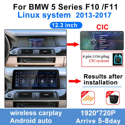 Wireless Carplay Android Auto Display Touch Screen For BMW 5series 520Li 523 525 530 F10 F11 CIC NBT Car Multimedia Video Player