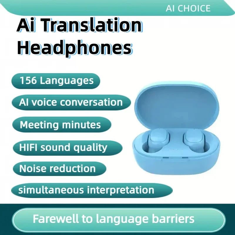 156 Language Translation Wireless Headphones Smart Waterproof Ai Real-time Translator Bluetooth 5.4 Earbuds Business Earphone