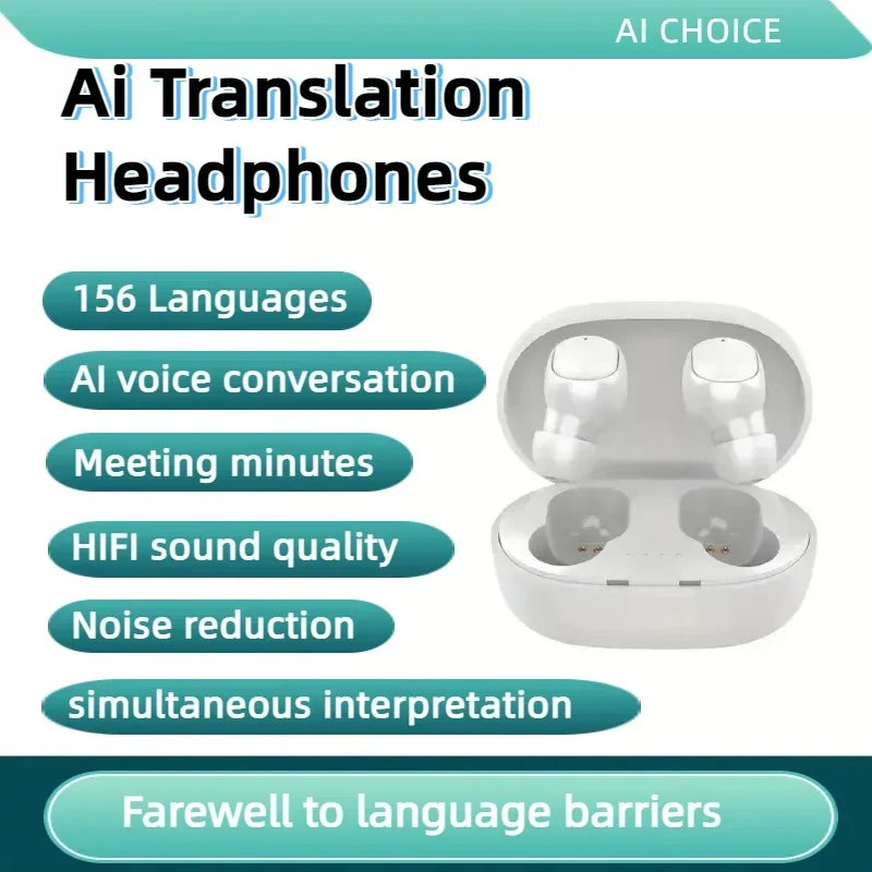 156 Language Translation Wireless Headphones Smart Waterproof Ai Real-time Translator Bluetooth 5.4 Earbuds Business Earphone