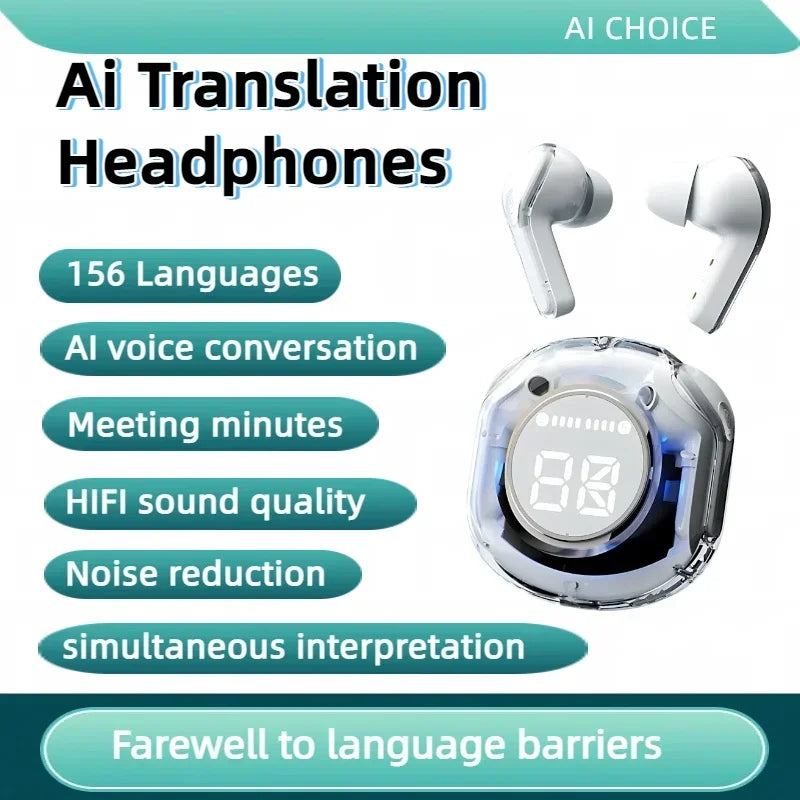 156 Language Translation Wireless Headphones Smart Waterproof Ai Real-time Translator Bluetooth 5.4 Earbuds Business Earphone