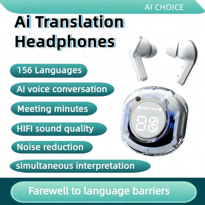 156 Language Translation Wireless Headphones Smart Waterproof Ai Real-time Translator Bluetooth 5.4 Earbuds Business Earphone