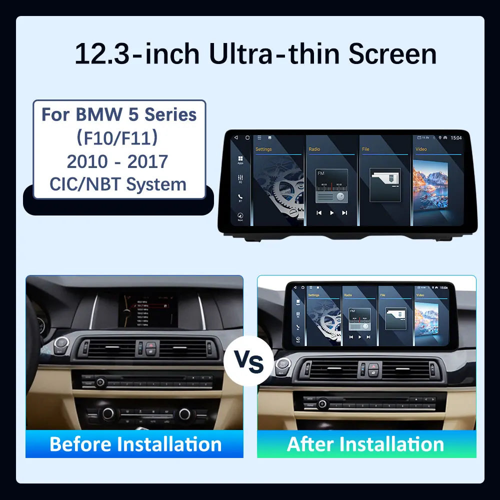 Android 14 Wireless Carplay Car Radio Multimedia Player for BMW 5 Series F10 F11 2010 - 2017 CIC NBT System QLED Screen GPS WiFi