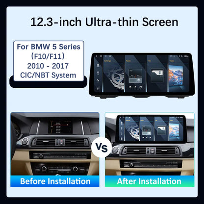 Android 14 Wireless Carplay Car Radio Multimedia Player for BMW 5 Series F10 F11 2010 - 2017 CIC NBT System QLED Screen GPS WiFi