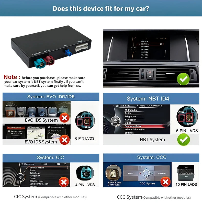 NWE Wireless CarPlay Android AUTO For BMW NBT System 1 2 3 4 5 6 7 Series X1 X3 X4 X5 X6 MINI E60 E84 E70 F26 F25 F10 F11F20 F21