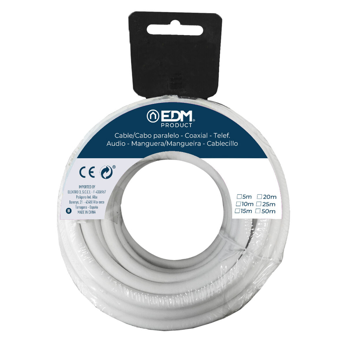 Coaxial TV Antenna Cable EDM 28151 White 5 m 3 x 2,5 mm-1