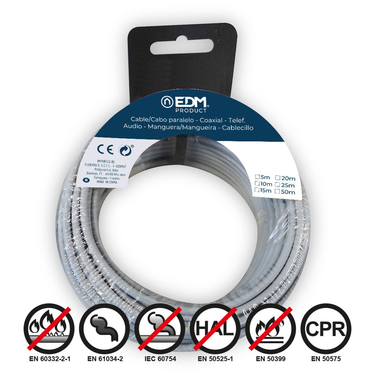 Coaxial TV Antenna Cable EDM 28479 Grey 50 m 2,5 mm-1
