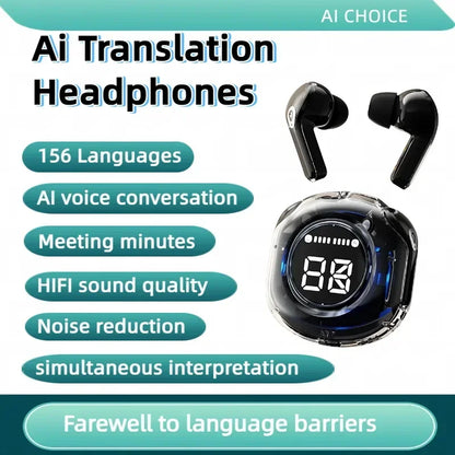 156 Language Translation Wireless Headphones Smart Waterproof Ai Real-time Translator Bluetooth 5.4 Earbuds Business Earphone