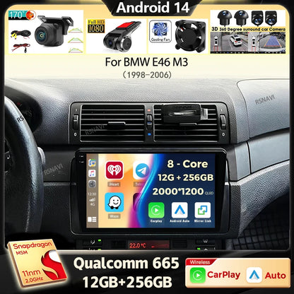 Android 14 Carplay Auto For BMW E46 M3 1998-2006 Car Radio Multimedia Video Player 2Din 4G+WIFI GPS Navigation Head Unit Stereo