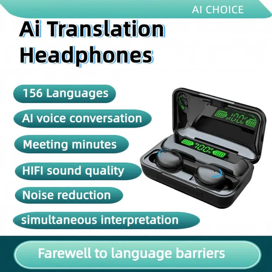 156 Language Translation Wireless Headphones Smart Waterproof Ai Real-time Translator Bluetooth 5.4 Earbuds Business Earphone