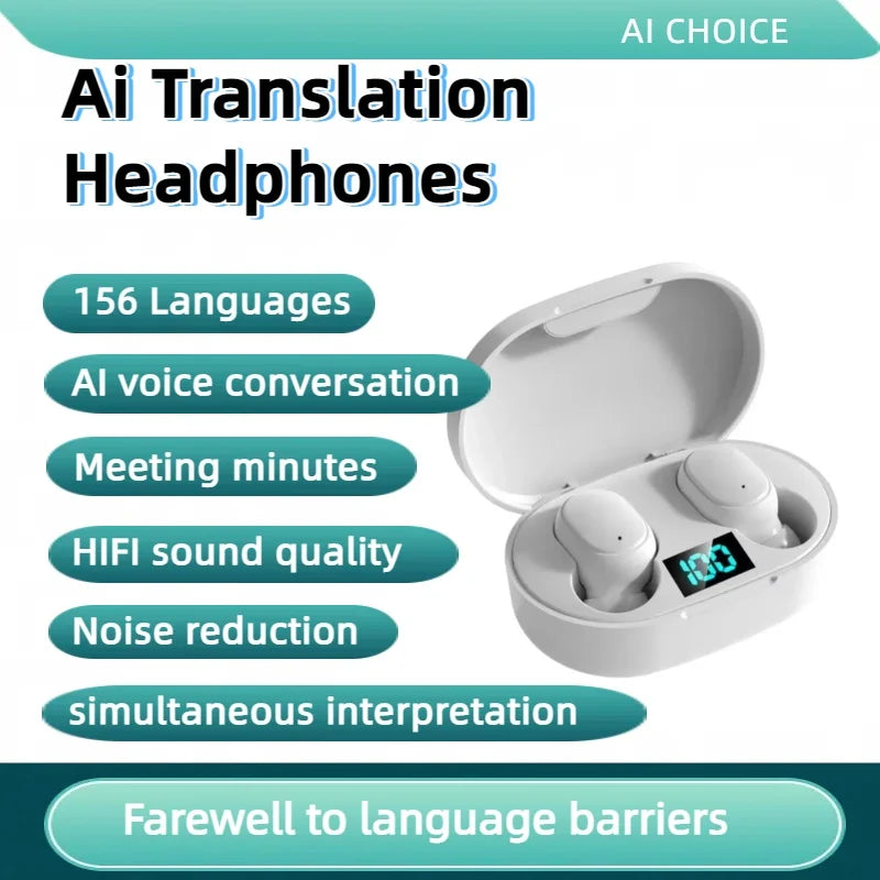 156 Language Translation Wireless Headphones Smart Waterproof Ai Real-time Translator Bluetooth 5.4 Earbuds Business Earphone