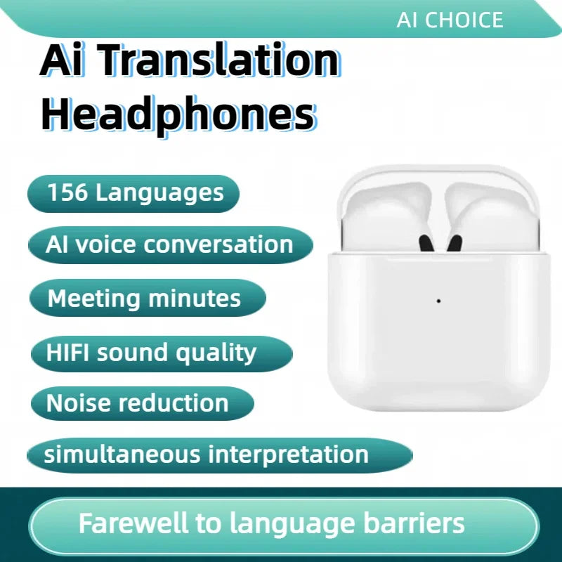 156 Language Translation Wireless Headphones Smart Waterproof Ai Real-time Translator Bluetooth 5.4 Earbuds Business Earphone