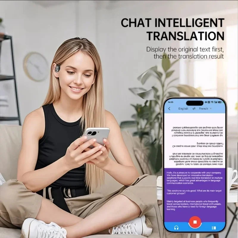 156 Language Translation Wireless Headphones Smart Waterproof Ai Real-time Translator Bluetooth 5.4 Earbuds Business Earphone