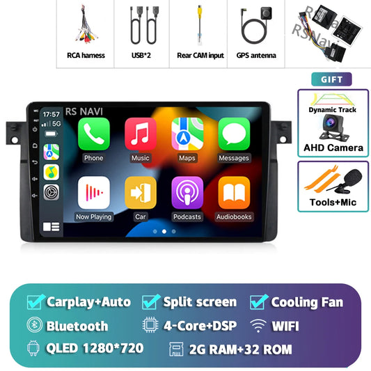 Android 14 Carplay Auto For BMW E46 M3 1998-2006 Car Radio Multimedia Video Player 2Din 4G+WIFI GPS Navigation Head Unit Stereo