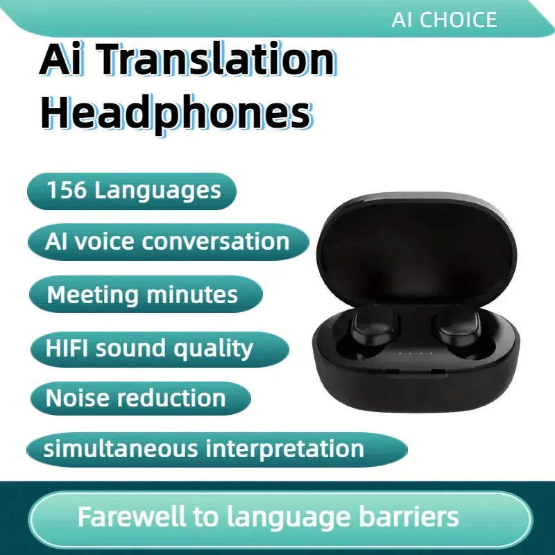 156 Language Translation Wireless Headphones Smart Waterproof Ai Real-time Translator Bluetooth 5.4 Earbuds Business Earphone