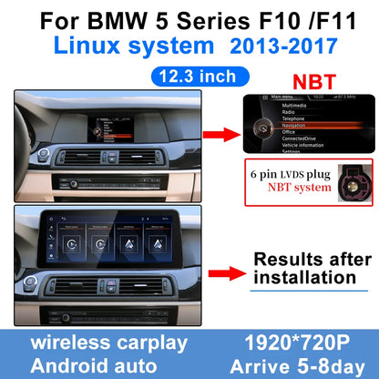 Wireless Carplay Android Auto Display Touch Screen For BMW 5series 520Li 523 525 530 F10 F11 CIC NBT Car Multimedia Video Player
