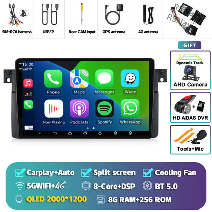 Android 14 Carplay Auto For BMW E46 M3 1998-2006 Car Radio Multimedia Video Player 2Din 4G+WIFI GPS Navigation Head Unit Stereo