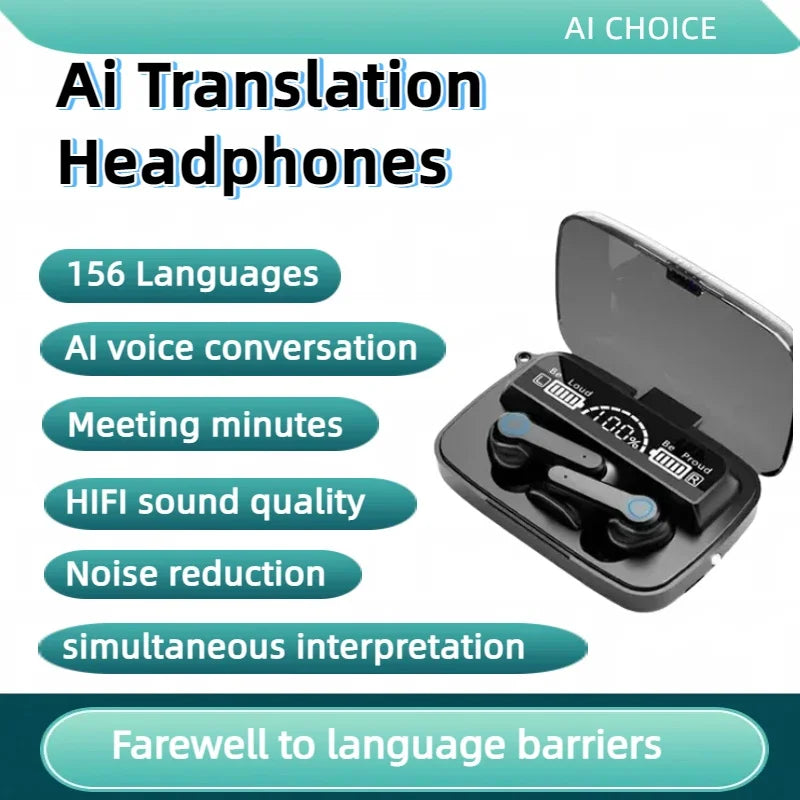 156 Language Translation Wireless Headphones Smart Waterproof Ai Real-time Translator Bluetooth 5.4 Earbuds Business Earphone