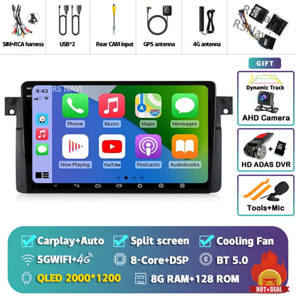 Android 14 Carplay Auto For BMW E46 M3 1998-2006 Car Radio Multimedia Video Player 2Din 4G+WIFI GPS Navigation Head Unit Stereo
