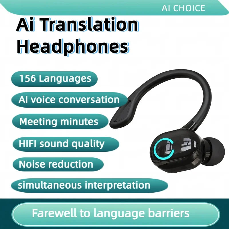156 Language Translation Wireless Headphones Smart Waterproof Ai Real-time Translator Bluetooth 5.4 Earbuds Business Earphone