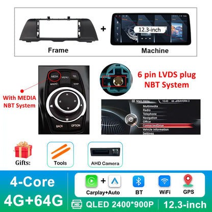 Android 14 Wireless Carplay Car Radio Multimedia Player for BMW 5 Series F10 F11 2010 - 2017 CIC NBT System QLED Screen GPS WiFi