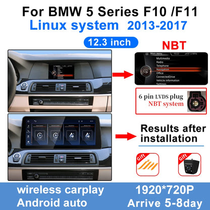 Wireless Carplay Android Auto Display Touch Screen For BMW 5series 520Li 523 525 530 F10 F11 CIC NBT Car Multimedia Video Player