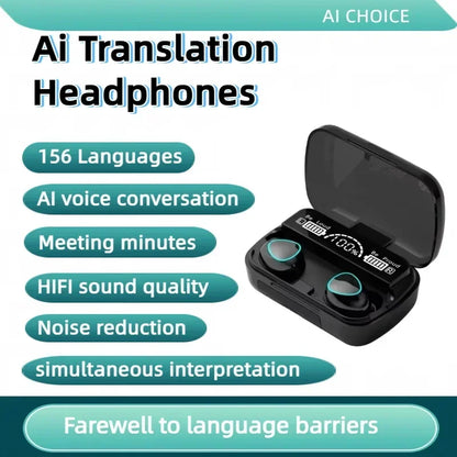 156 Language Translation Wireless Headphones Smart Waterproof Ai Real-time Translator Bluetooth 5.4 Earbuds Business Earphone