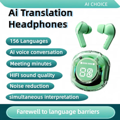 156 Language Translation Wireless Headphones Smart Waterproof Ai Real-time Translator Bluetooth 5.4 Earbuds Business Earphone