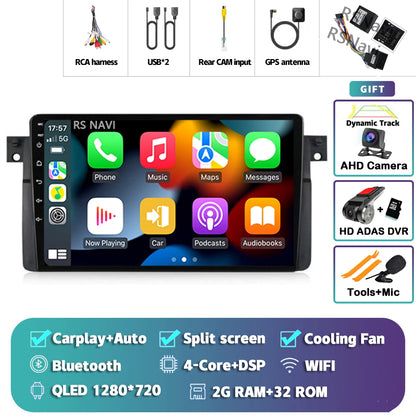 Android 14 Carplay Auto For BMW E46 M3 1998-2006 Car Radio Multimedia Video Player 2Din 4G+WIFI GPS Navigation Head Unit Stereo