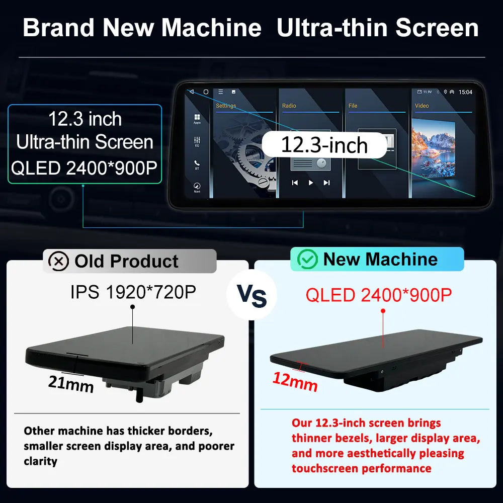 Android 14 Wireless Carplay Car Radio Multimedia Player for BMW 5 Series F10 F11 2010 - 2017 CIC NBT System QLED Screen GPS WiFi