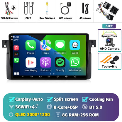 Android 14 Carplay Auto For BMW E46 M3 1998-2006 Car Radio Multimedia Video Player 2Din 4G+WIFI GPS Navigation Head Unit Stereo